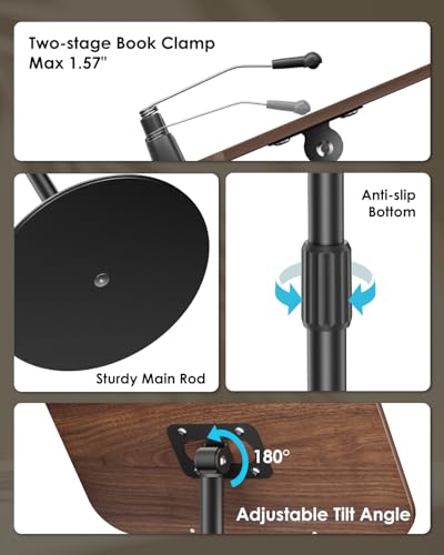 image for Viozon Floor Book Stand, Height Adjustable Reading Stand, Multi-Purpos