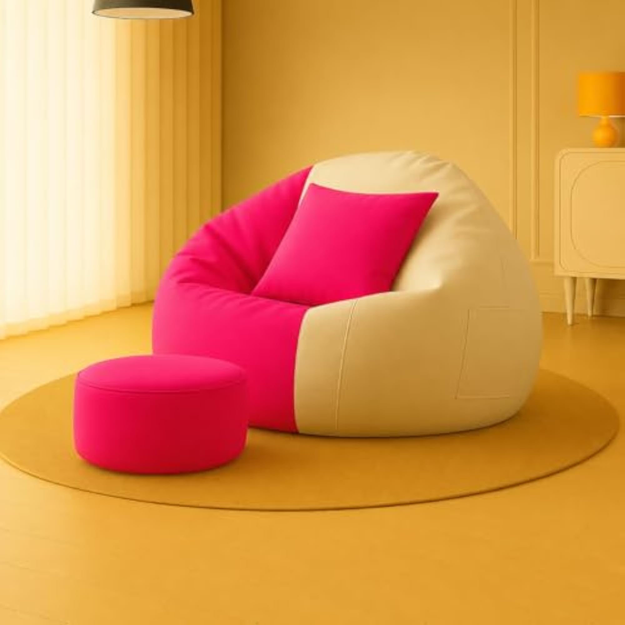 Premium 3-Piece Dual-Tone Bean Bag Covers with Footstool