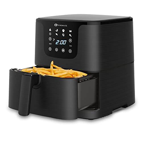 PureMate Air Fryer with Digital Display & Recipes Book, 5.5L Healthy Oil Free 1700W Air Fryer with 7 Preset, LED One Touch Screen, Timer & Adjustable Temperature Control PureMate Air Fryer with Digital Display & Recipes Book, 5.5L Healthy Oil Free 1700W Air Fryer with 7 Preset, LED One Touch Screen, Timer & Adjustable Temperature Control