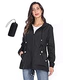 JTANIB Women Packable Rain Jacket Waterproof Lightweight Raincoat Hooded for Hiking Outdoor Travel