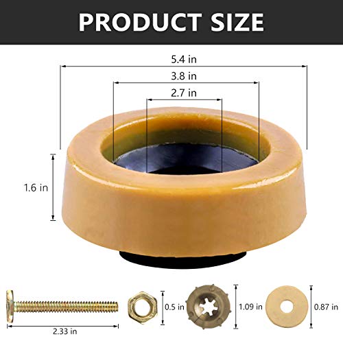 Image of Wax Ring for Toilet, Extra Thick Wax Ring Replacement Kit with Flange Bolts