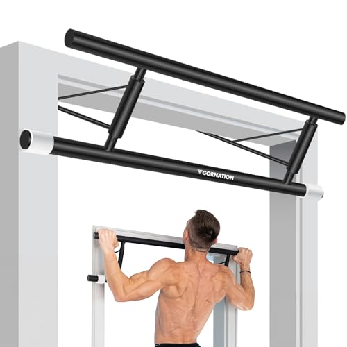 GORNATION Klimmzugstange Türrahmen Ganzkörpertraining Reckstange für Tür Multifunktionale Pull Up Bar Perfekt für Calisthenics Klimmzüge Chin Ups (Schwarz Klimmzugstange zum Einhängen)
