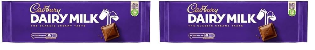 Cadbury Dairy Milk Chocolate Bar, The Classic Creamy Taste, Perfect for Sharing, 300 g (Pack of 2)