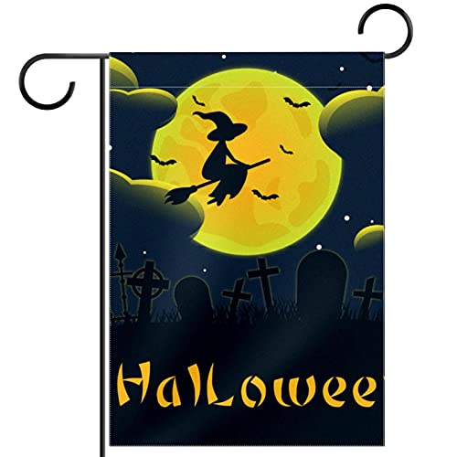 Drapeau de bienvenue Halloween extérieur sorcière sur balai