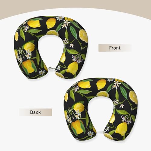 Almohada para cuello de poliéster con diseño limón amarilla miniatura 3