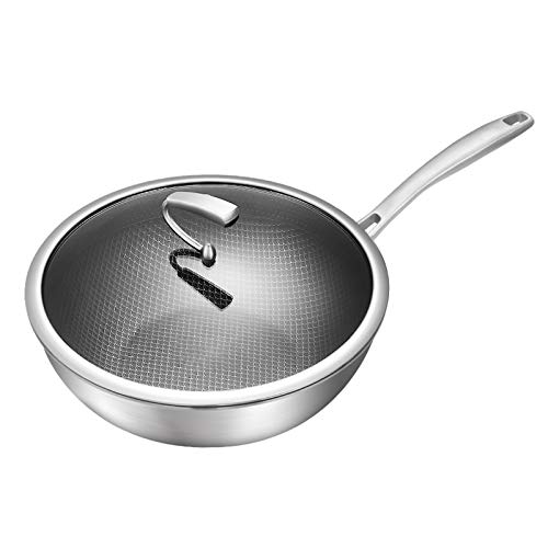 Utensilios de cocina de acero inoxidable Wok grueso panal hecho a mano, sartén antiadherente, no se oxida, utensilios de cocina de cocina