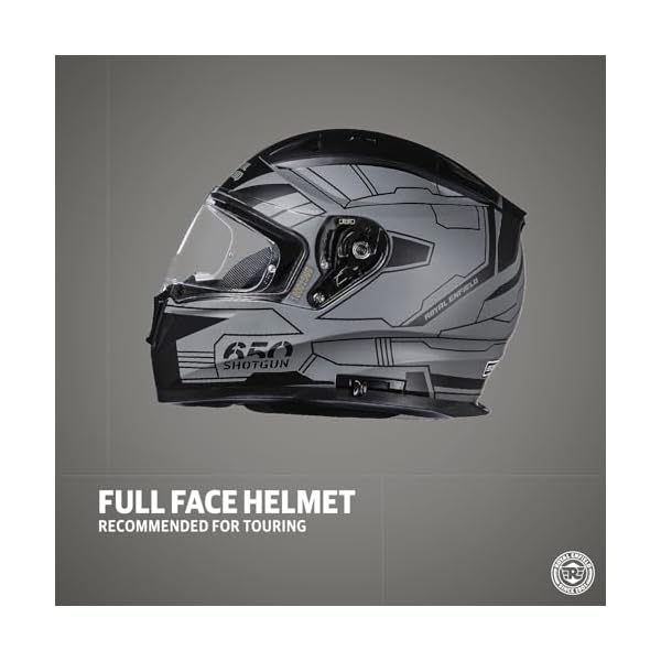 Royal Enfield Mettle Full Face Tech Isi, Dot & Ece Certified Riding Helmet Mt Grey (L) 60 -High Impact Grade Polycarbonate and Thermoplastic Blend 9 Parts Eps for Ultimate Impact, Motorcycling