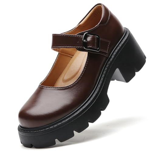Image of Mary Jane Shoes Women Platform Mary Janes for Women Chunky Heels Women's Pumps Fashion Comfortable Dressy Casual Work School Office Shoes