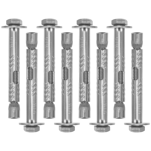 LOLIPPYY 8 Pezzi Bulloni di Espansione in Acciaio Inox da Pz Tasselli per Calcestruzzo e Muratura Fissaggi Pesanti con Dado Esterno per Ancoraggi Murali Resistenti e Montaggio Rapido