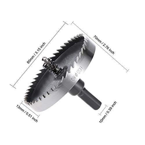 sourcingmap 80mm HSS Drill Bit Hole Saw for Stainless Steel Metal Alloy Wood, 80x13mm - Image 2