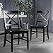 H.X.J. PERFECTLIFE Acacia Wood Dining Chairs Set of 2, Farmhouse Country Side stools,Wooden Armless Chairs for Kitchen Dining Room Home Living Room,300 Lbs Heavy Duty(All Black+Acacia Wood)