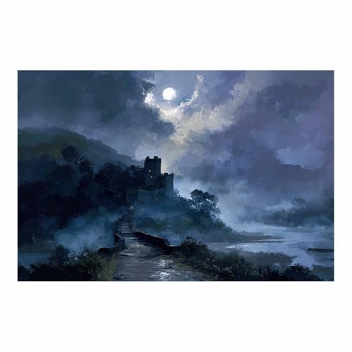 Poster d'horreur et deco Halloween de vieux chateau la nuit pour habiller les murs de votre chambre