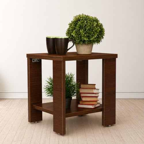Image of SBF Furniture Small Wooden Side Table with Storage Shelf - 40x40 cm End Table Nightstand - Bedside Table for Bedroom, Living Room, Office - Modern, Durable, Easy-to-Clean Furniture