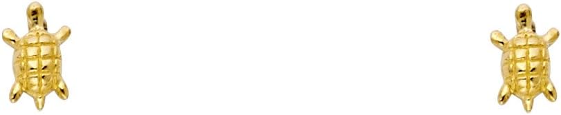 14k Yellow Gold Turtle Stud Earrings with Screw Back - Image 2