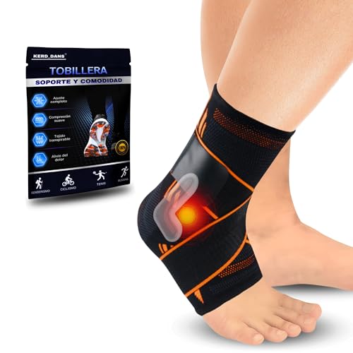 KERD_DANS Tobillera para Esguince, Tobillera Estabilizadora y de Compresión, Tobillera Deportiva con Velcro Ajustable para el Tobillo, Alivio para la Fascitis Plantar. (Naranja, Medium)