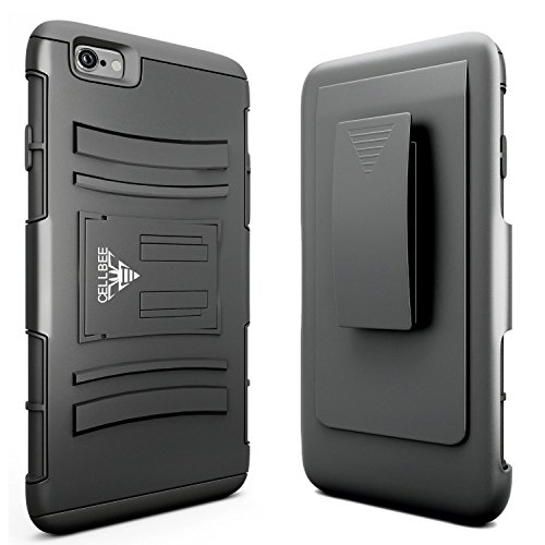iPhone SE Case, CellBee [Rigid Metal] Dual Layer Holster (Built-in Credit Card Slot Clip) Case with Kickstand and Locking Belt Swivel Clip for iPhone SE,5S-Manufacturer Warranty(Heavy Duty)
