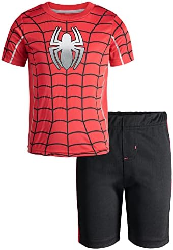Marvel Spider-Man Toddler Boys Athletic Pullover T-Shirt Mesh Shorts Outfit Set 3T