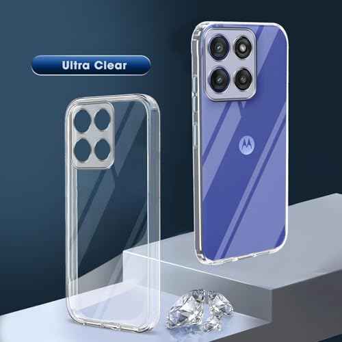 Image of Jkobi Back Cover for Motorola Moto Edge 60 Stylus (Silicone Clear Shockproof Case with Camera Protection and Dust Plugs | Transparent)