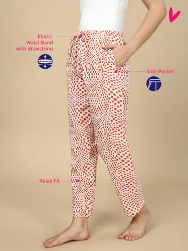 Image of PYNK by Lux Cozi Women's Cotton Printed Palazzo Pyjama Relaxed Lounge Pants | Super Soft Comfortable | Loungwear Pyjama Pant-Pack of 1
