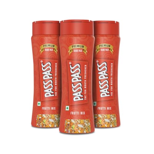 Pass Pass Frutti Mix Dried Fruit Based Mouth Freshener, High in Fibre & Anti-Oxidants, Pack of 3-115g Each