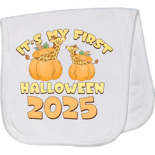 inktastic It's My First Halloween 2025 Baby Burp Cloth White 464c4