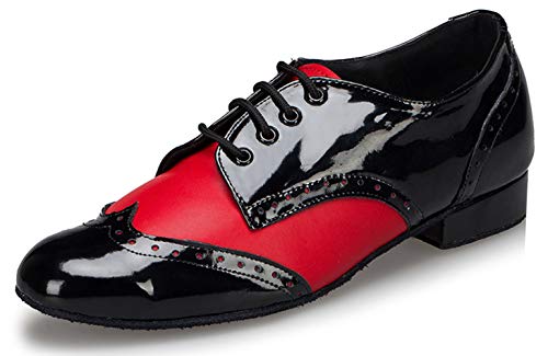 Honeystore Men's Lace-Up Dance Shoes Splice Pu Leather Modern Tango Jazz Ballroom Latin Red 11 D(M) Us #TOP12