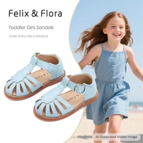 Image of Felix & Flora Toddler Girls Sandals Soft Rubber Princess Flat Shoes Flower Girl Shoes