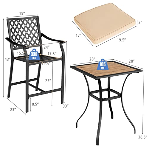 Giantex Set Of 2 Patio Bar Chairs Outdoor High Chairs With Cushion Metal Bistro Stool All Weather Patio Dining Chairs Garden Backyard Porch Lawn Poolside #TOP6