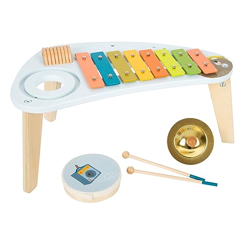 Image of small foot Groovy Beats 12255 Wooden Music Table with Cymbal, Xylophone, Ratchet and Drum 3+ Years