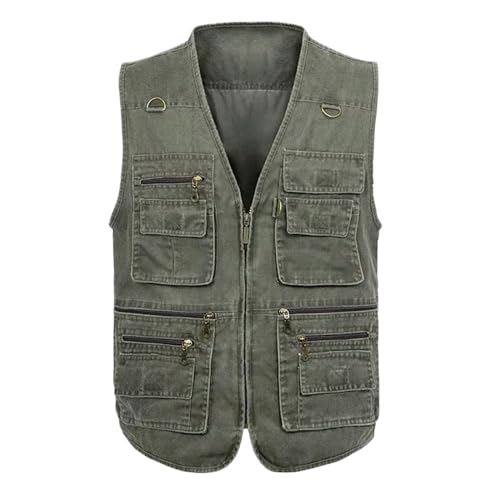 Gilet d'été sans manches homme coton léger veste multipoches
