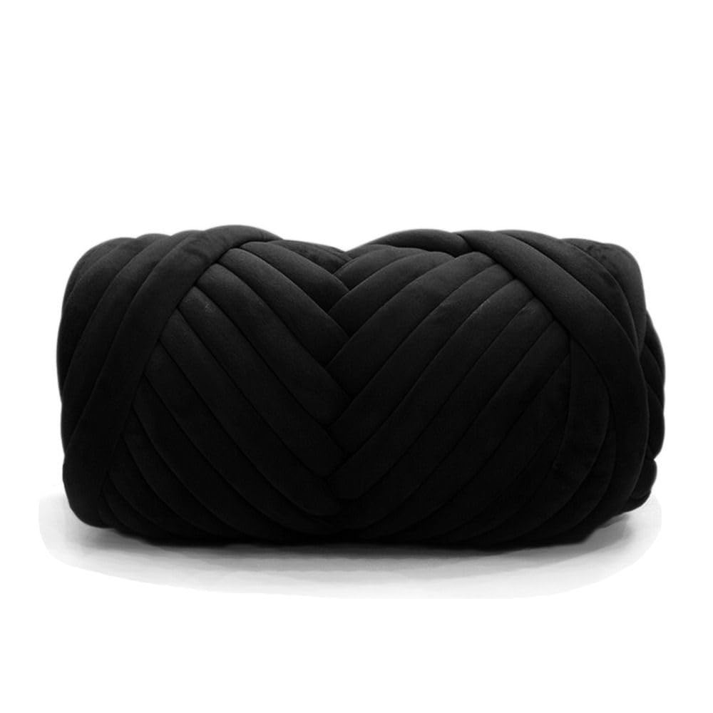 Włóczka Super Chunky Yarn, Wielokolorowa gruba włóczka 250g 500g do szydełkowania i robienia na drutach(Black-500g)
