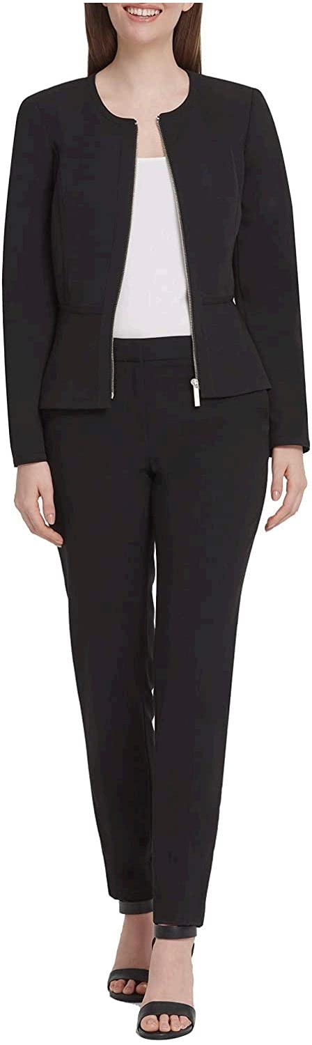 

                                                    DKNY Collarless Zip Front Jacket,Black,8