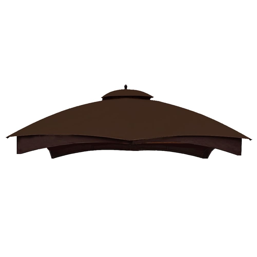 Hugline Outdoor Replacement Canopy Top Double Tier Gazebo Roof Cover in Brown