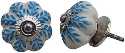 YourKart Interior Door Knobs Ceramic and Metal, Set of 6 (Turquise)
