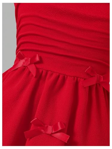 Floerns Girl's Cute Bow A Line Dress Sleeveless Ruched Birthday Princess Cami Dresses4