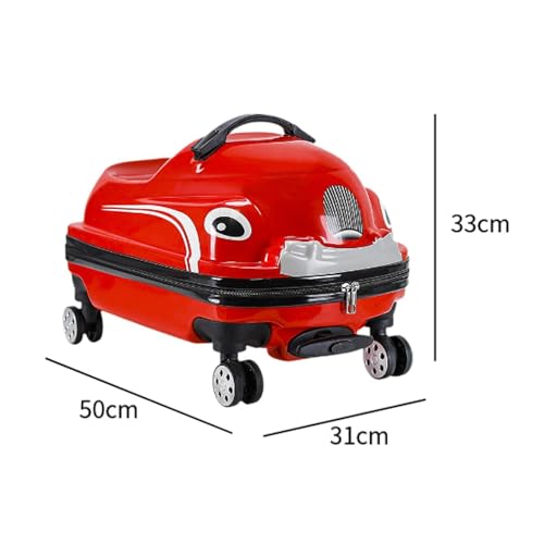 Kids' 20" Travel Suitcase with Fun Vehicle Theme, Rolling Luggage, Red2