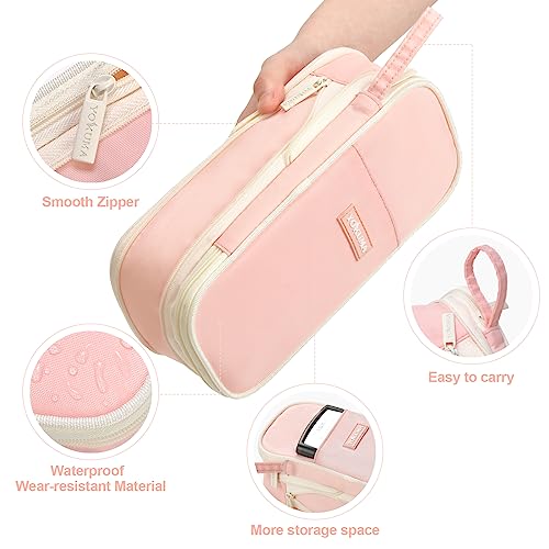 YOKUMA Pencil Case Cute Pencil Pouch for Girls Big Capacity Pen Bag Box, Kawaii Aesthetic College School Supplies for Student Teen Adults Preppy, Pink - Image 5