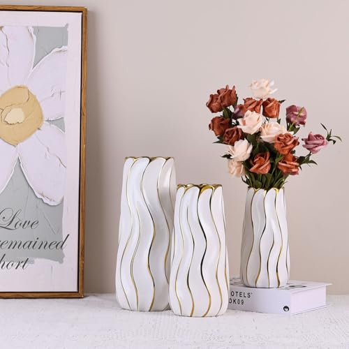 Jarrón de cerámica blanca de 19 cm estilo boho para pampas 8