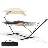 SUNCREAT Portable Outdoor Hammock with Stand, Canopy, Dark Gray