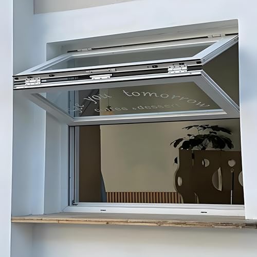 Custom Aluminum Alloy Food Truck Sliding Window - Flush Mount Folding Serving Window with Locking Handle for Business Kitchen (16"x47"/41x119cm)