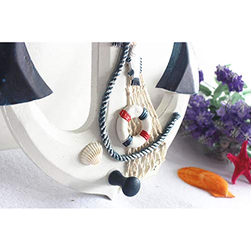 Âncora de navio náutico WINOMO estilo mediterrâneo, âncora de madeira rústica com corda vintage Prai