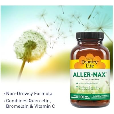 Country Life Aller-Max - Quercetin Supplements with Bromelain - Immune Support with Vitamin C, Zinc, and Botanical Blend - Certified Gluten-Free, Vegan (100 Count (Pack of 1))