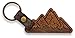 UP & IN Solid Walnut Mountain Keychain w/ Genuine Leather Strap & Bronzed Iron Key Ring (Walnut)