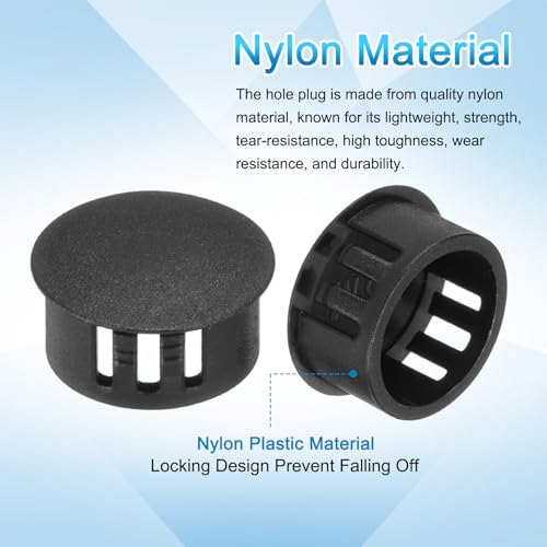 Image of uxcell 100pcs Nylon Plastic Hole Plugs, 5 /7 inch(18mm) Round Drill Screw Hole Plugs Covers Knockout Locking Plastic Plugs Insert End Caps for Kitchen Cabinet Furniture, Black