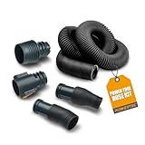 POWERTEC 70355 Dust Collection Hose Kit | 10' Hose with 1 Quick Connector 2-1/4' to 2-1/2' OD and 2 Fittings for Woodworking Power Tools, Wet/Dry Work Shop Vacuums, Miter Saw and Table Saw