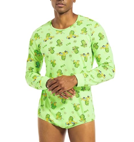 Mens Onesie Long Sleeve Bodysuit One Piece Pajamas Snap Button Crotch Top Cotton Adult Romper for Men3