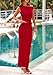 PRETTYGARDEN Maxi Skirt Sets Women 2 Piece Outfits Summer 2025 Spring One Shoulder Sleeveless Ruched Bodycon Long Skirts (Red,Medium)