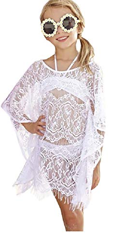 Costume da Bagno - Due Pezzi - Bambina - Fascia - Bimba - Taglia 130 - Mare - Piscina - 4/5 Anni - Bikini - Copricostume - Slip - Maglia - Bianco - Pizzo - Pareo - Ottima qualità