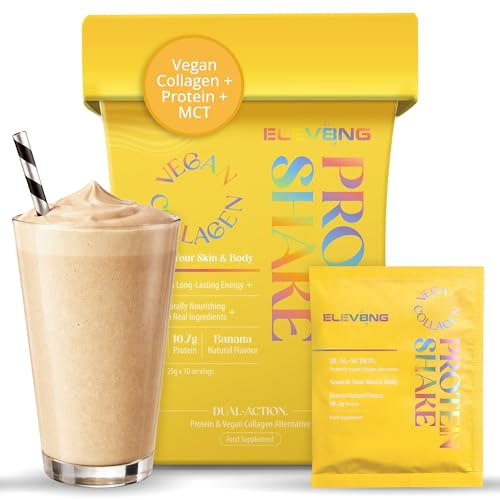 Vegan Beauty Protein Powder Collagen Support + Gut Health Plant-Based Protein Shake (Banana) Caffeine-Free Skin Hair Nails & Digestive Support Daily Glow Nutrition