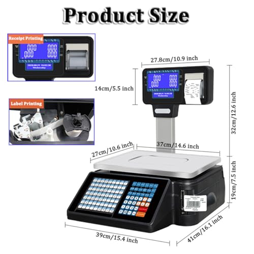 Báscula digital comercial con doble pantalla y etiqueta miniatura 6
